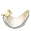 Ramadura Centrotavola floreale in ceramica bianca e gialla