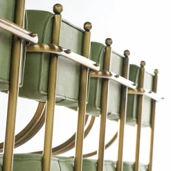 Retro Green Leather Bar Stool Steel Legs