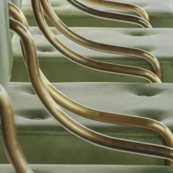 Retro Green Leather Bar Stool Steel Legs