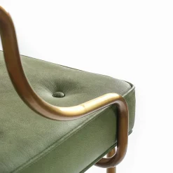 Retro Green Leather Bar Stool Steel Legs