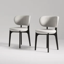 Richmond White Pearl Bouclè And Dark Walnut Dining Chair