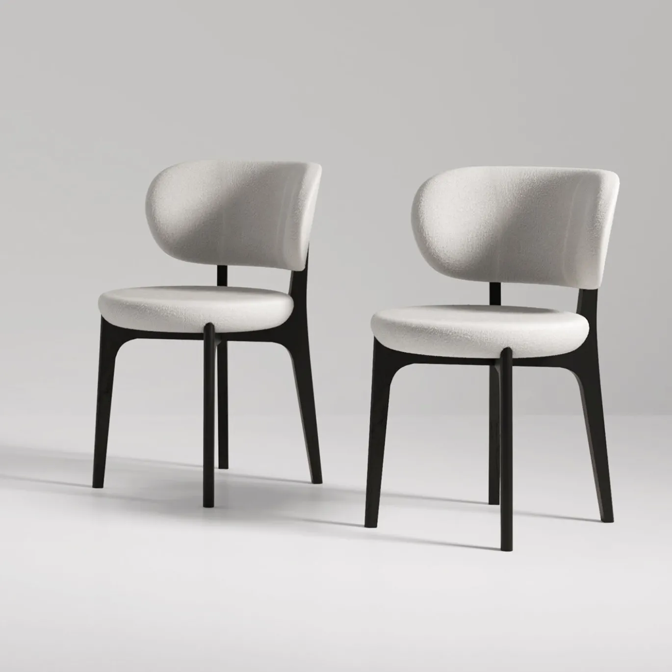 Richmond White Pearl Bouclè And Dark Walnut Dining Chair