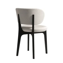 Richmond White Pearl Bouclè And Dark Walnut Dining Chair