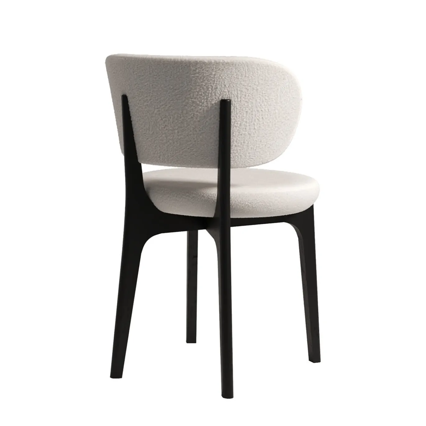 Richmond White Pearl Bouclè And Dark Walnut Dining Chair