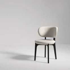 Richmond White Pearl Bouclè And Dark Walnut Dining Chair