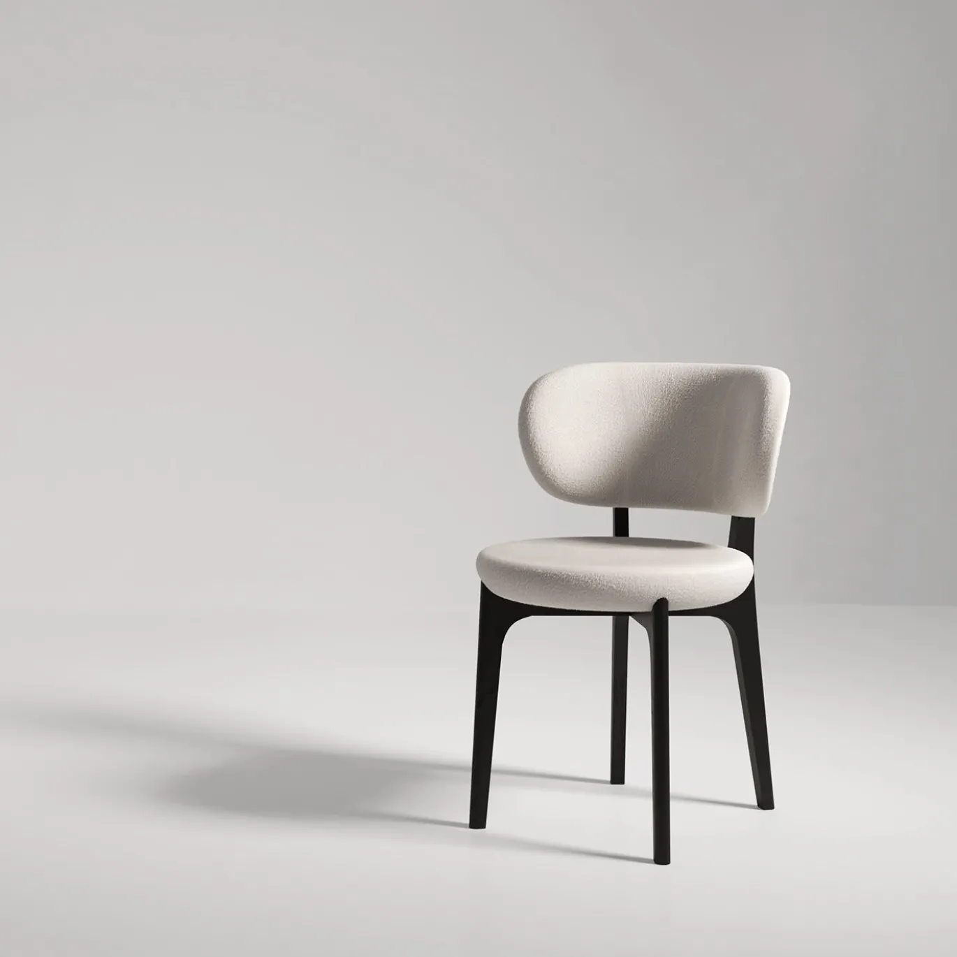 Richmond White Pearl Bouclè And Dark Walnut Dining Chair