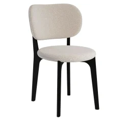 Richmond White Pearl Bouclè And Dark Walnut Dining Chair