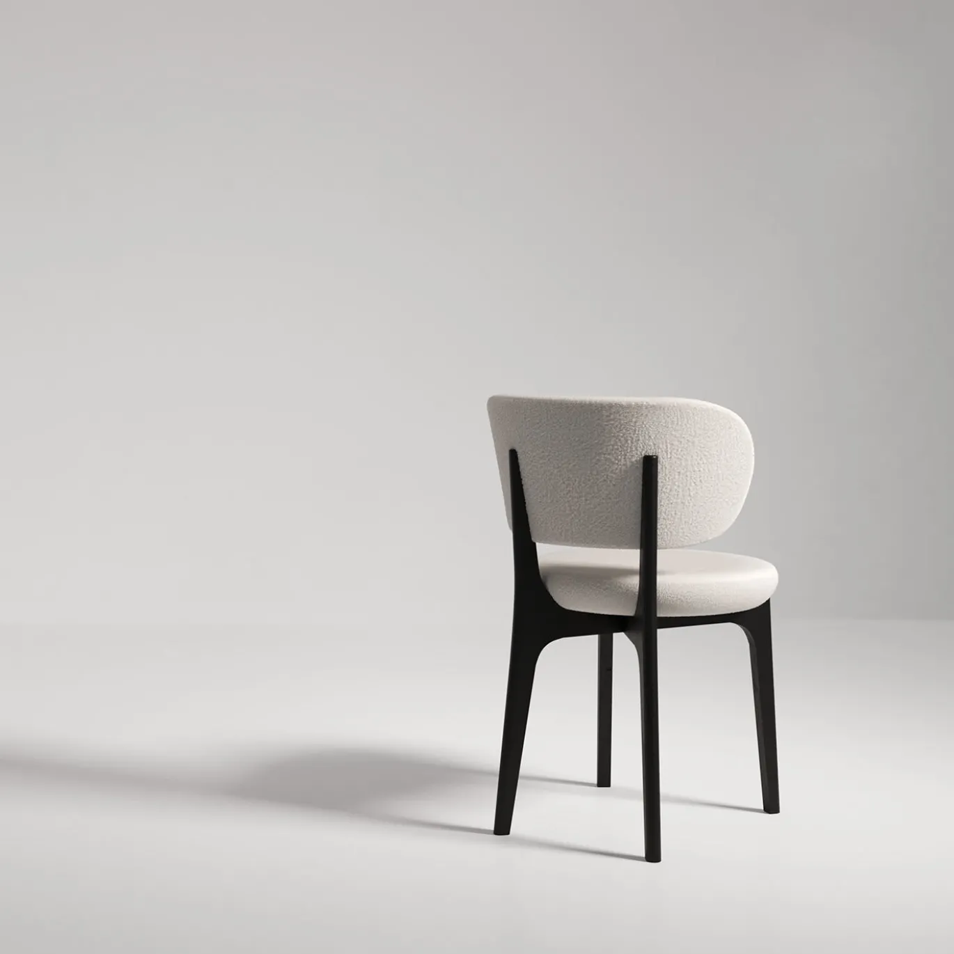 Richmond White Pearl Bouclè And Dark Walnut Dining Chair