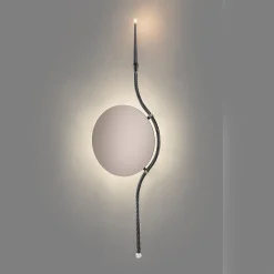 Rising Sun V Specchio da parete con finitura nera e grigia