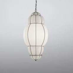 Rivisto Moderno Piccola Lampada a Sospensione in Vetro Bianco