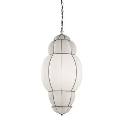 Rivisto Moderno Piccola Lampada a Sospensione in Vetro Bianco