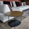 Roma Tavolino Tondo Medio Con Top In Resina Spatolata Color Bronzo