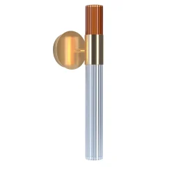 Sbàrlusc Applique in Vetro Ambra e Ottone Champagne di Isacco Brioschi