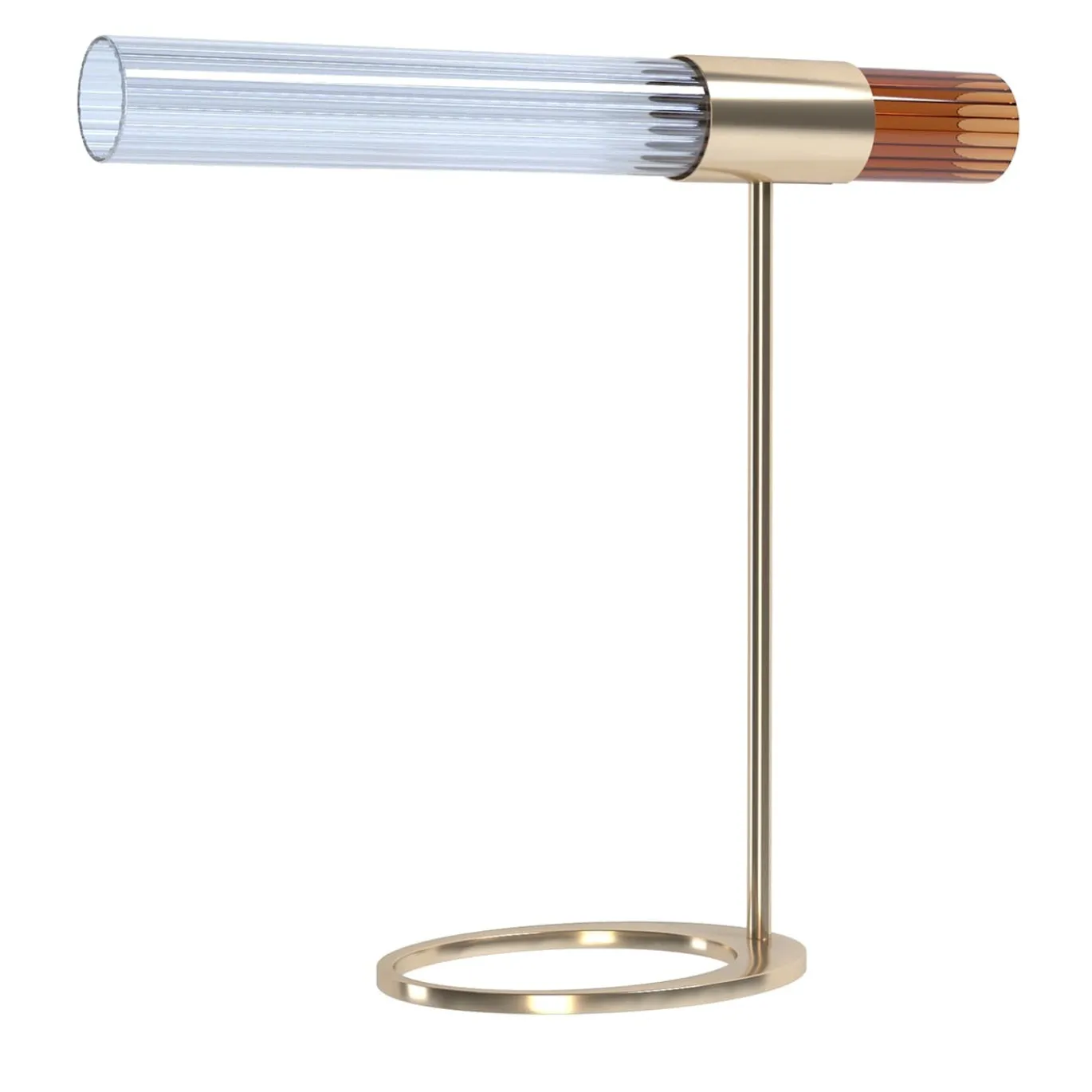 Sbàrlusc Lampada da Tavolo in Vetro Ambra e Ottone Champagne di Isacco Brioschi