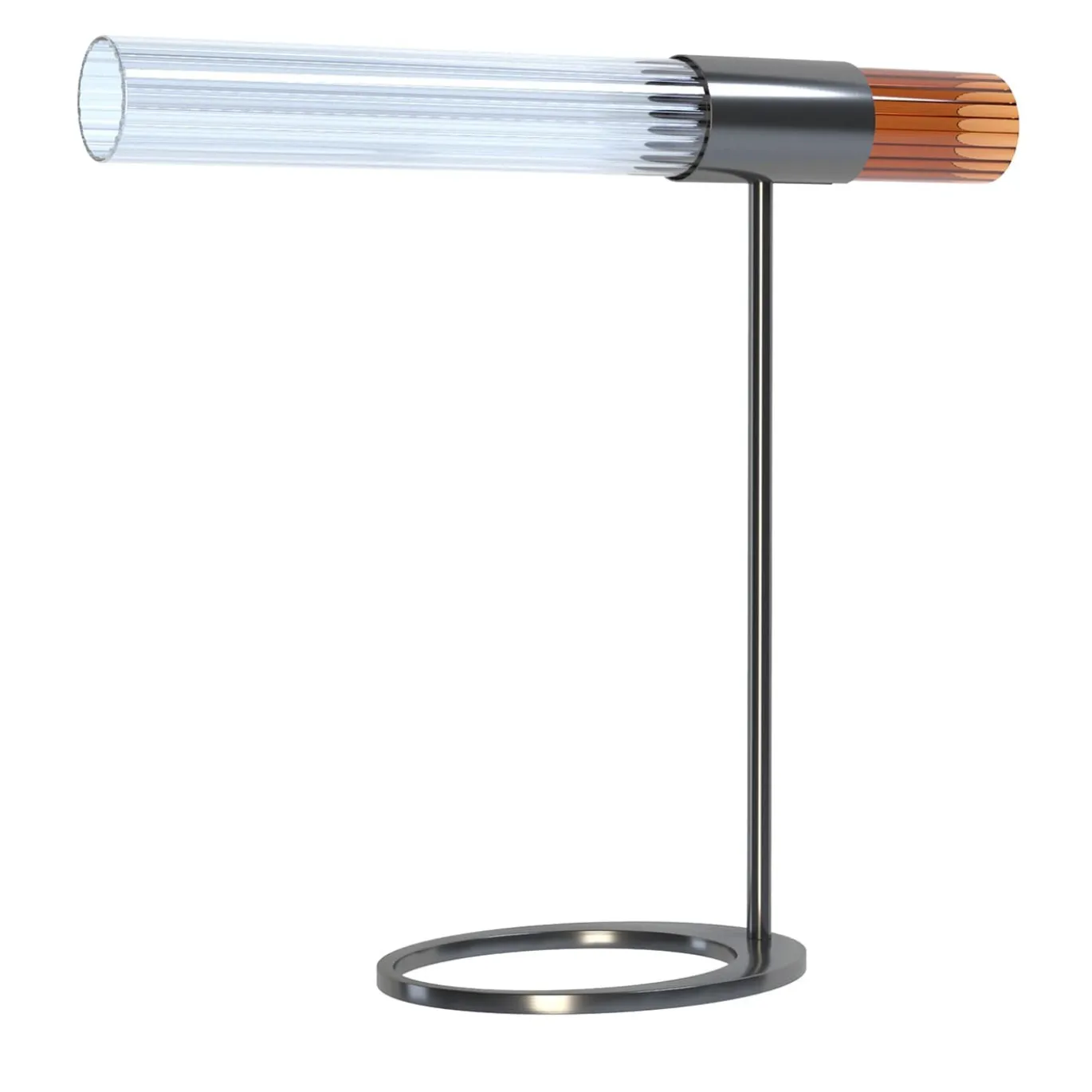 Sbàrlusc Lampada da Tavolo in Vetro Ambra e Ottone Gunmetal di Isacco Brioschi
