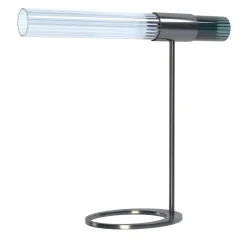 Sbàrlusc Lampada da Tavolo in Vetro Blu Teal e Ottone Gunmetal di Isacco Brioschi