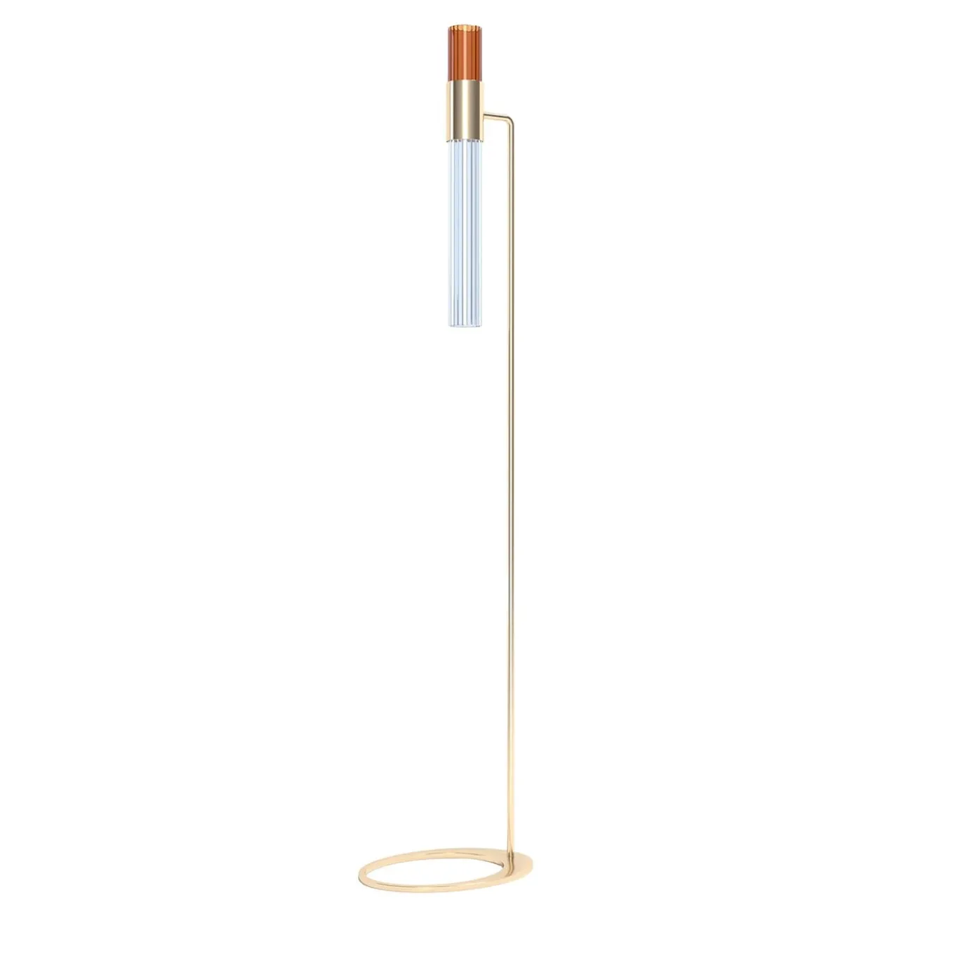Sbàrlusc Lampada da Terra in Vetro Ambra e Ottone Champagne di Isacco Brioschi