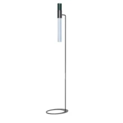 Sbàrlusc Lampada da Terra in Vetro Blu Teal e Ottone Gunmetal di Isacco Brioschi