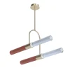 Sb�rlusc Lampadario asimmetrico in vetro rosso e ottone champagne di Isacco Brioschi