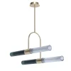 Sb�rlusc Lampadario asimmetrico in vetro blu teal e ottone champagne di Isacco Brioschi