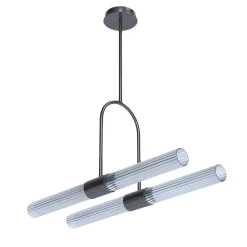 Sbàrlusc Lampadario in vetro trasparente e ottone color canna di fucile di Isacco Brioschi