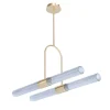 Sbàrlusc Lampadario in vetro trasparente e ottone champagne di Isacco Brioschi