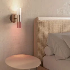 Sbàrlusc Mini Applique in Vetro Ambra e Ottone Champagne di Isacco Brioschi