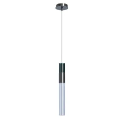 Sbàrlusc Mini Lampada a Sospensione in Vetro Blu Teal e Ottone Gunmetal di Isacco Brioschi