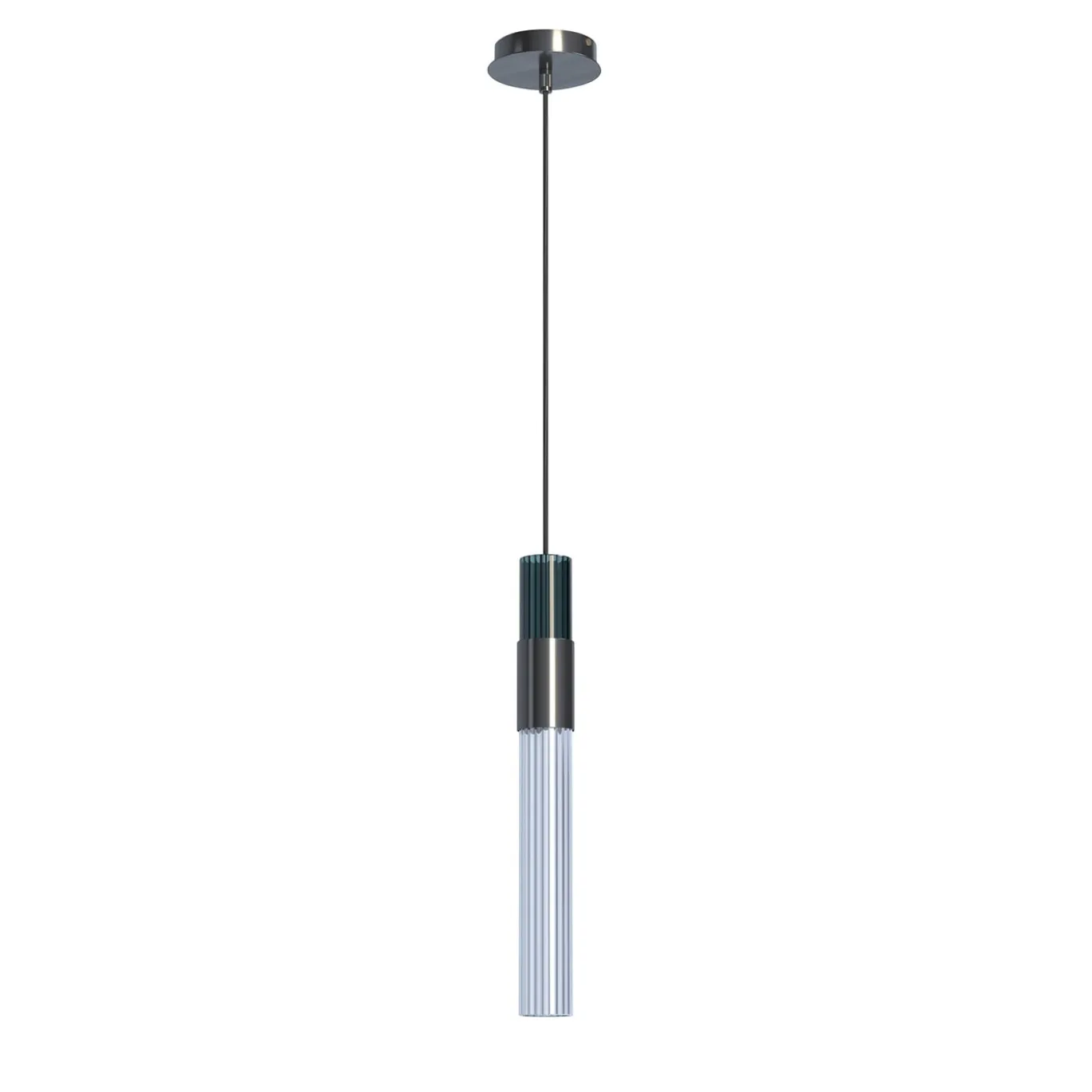 Sbàrlusc Mini Lampada a Sospensione in Vetro Blu Teal e Ottone Gunmetal di Isacco Brioschi