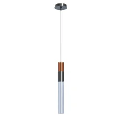 Sbàrlusc Mini Lampada a Sospensione in Vetro Ambra e Ottone Gunmetal di Isacco Brioschi
