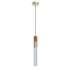 Sbàrlusc Mini Lampada a Sospensione in Vetro Ambra e Ottone Champagne di Isacco Brioschi