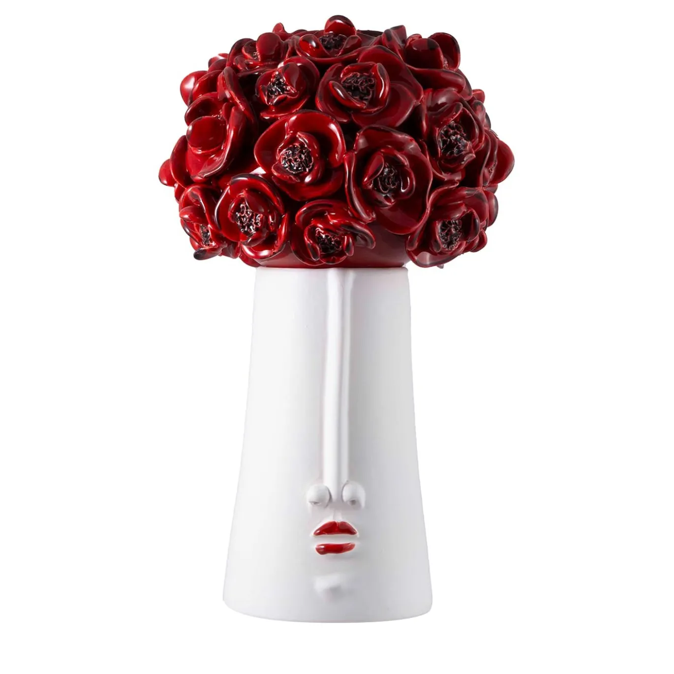 Scatola Decorativa in Ceramica Rossa Il Papavero Testa Fiorita