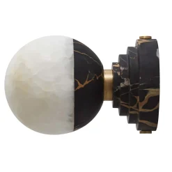 Sconce Lunar in marmo Portoro e onice