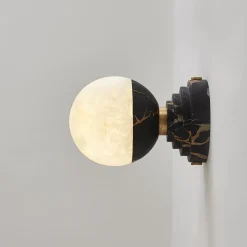 Sconce Lunar in marmo Portoro e onice