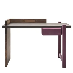 Scrittoio in legno naturale e tonalità viola con cassetto