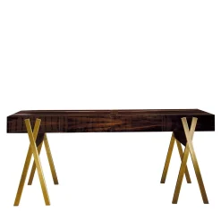 Scrittoio Matthieu in Ebano Macassar Lucido con Gambe in Ottone