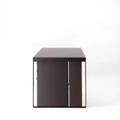 Scrivania a 6 cassetti in legno di frassino con finitura laccata lucida Kobe cocoa