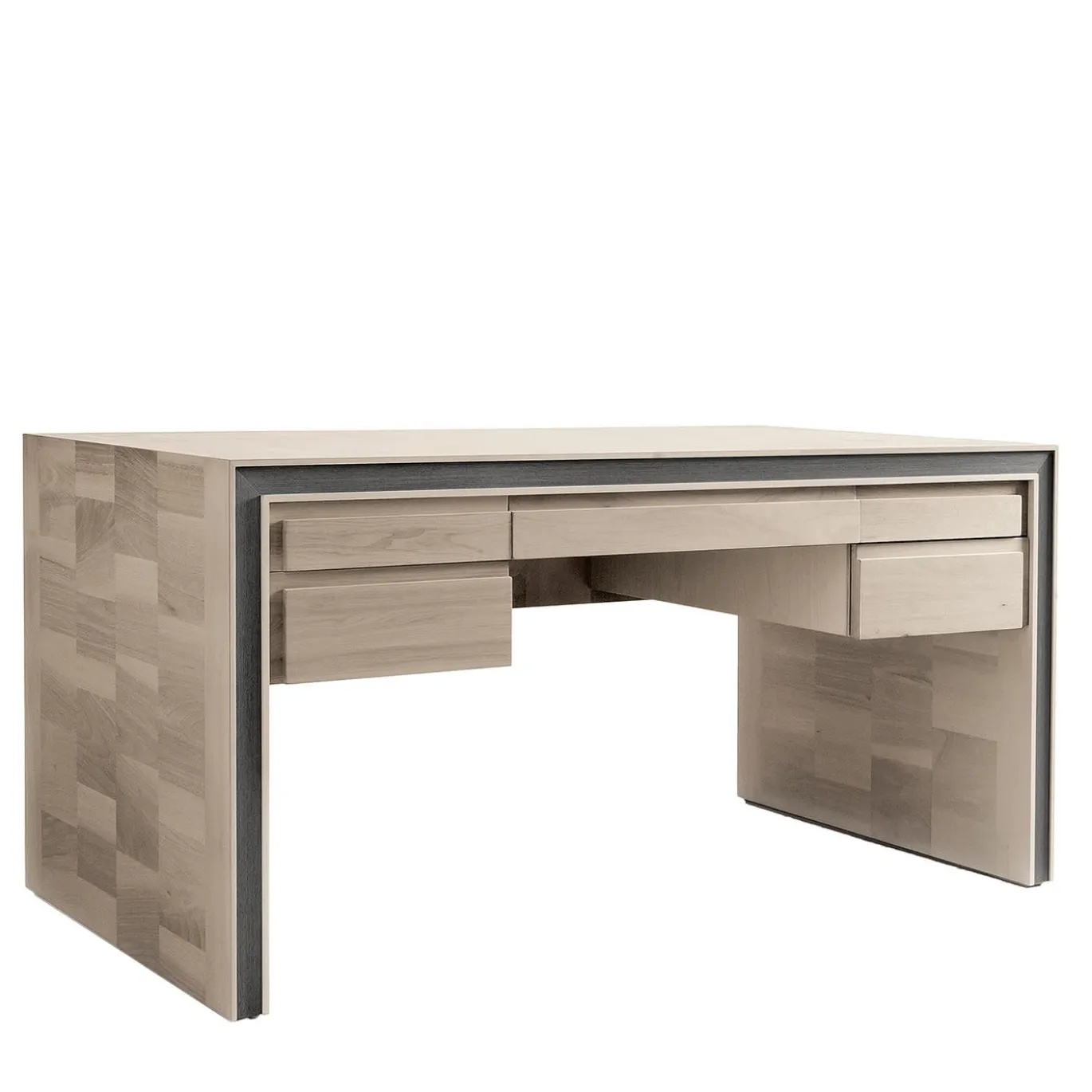 Scrivania con cassetti in legno di noce grigio Gentile