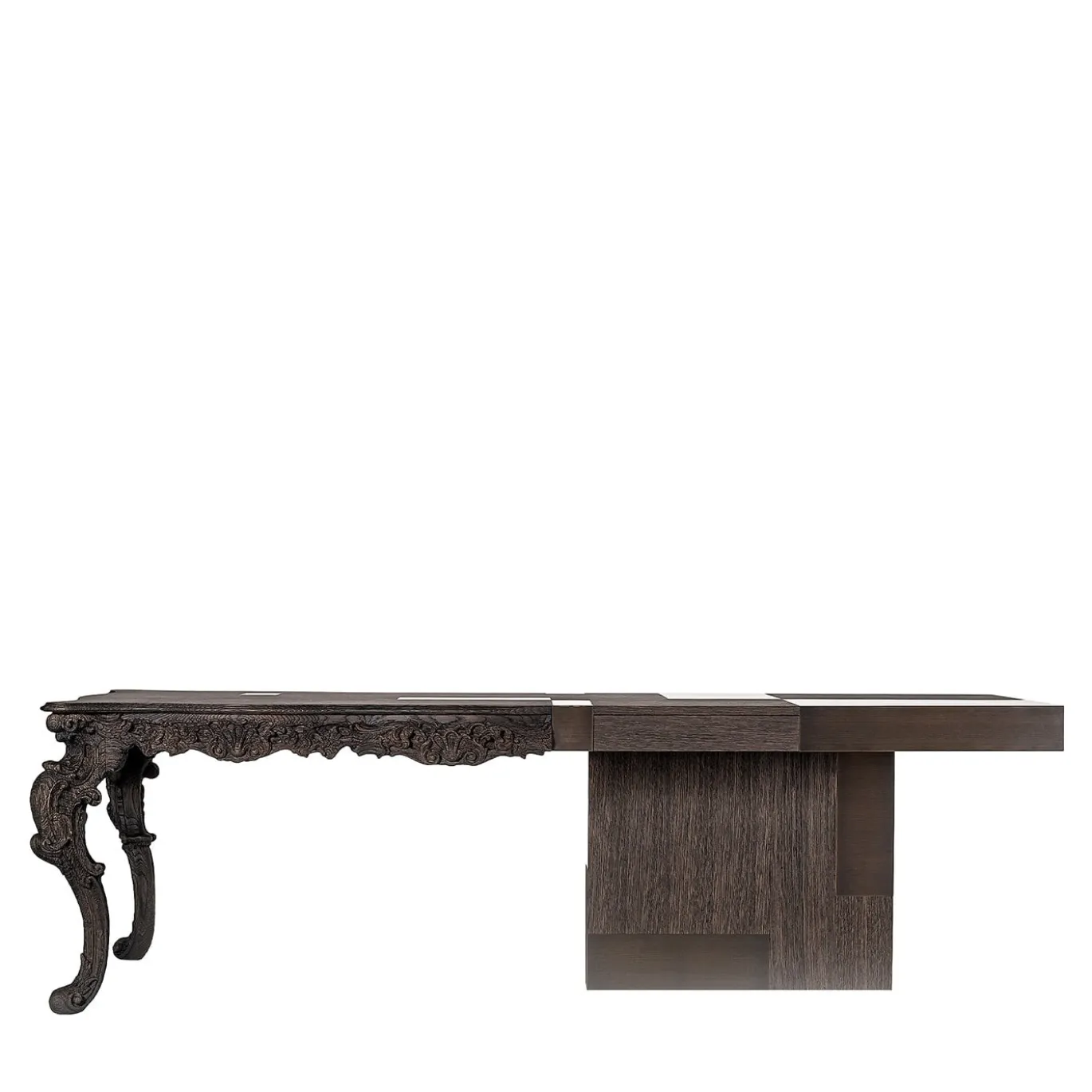 Scrivania Evo in legno massello marrone e legno impiallacciato marrone