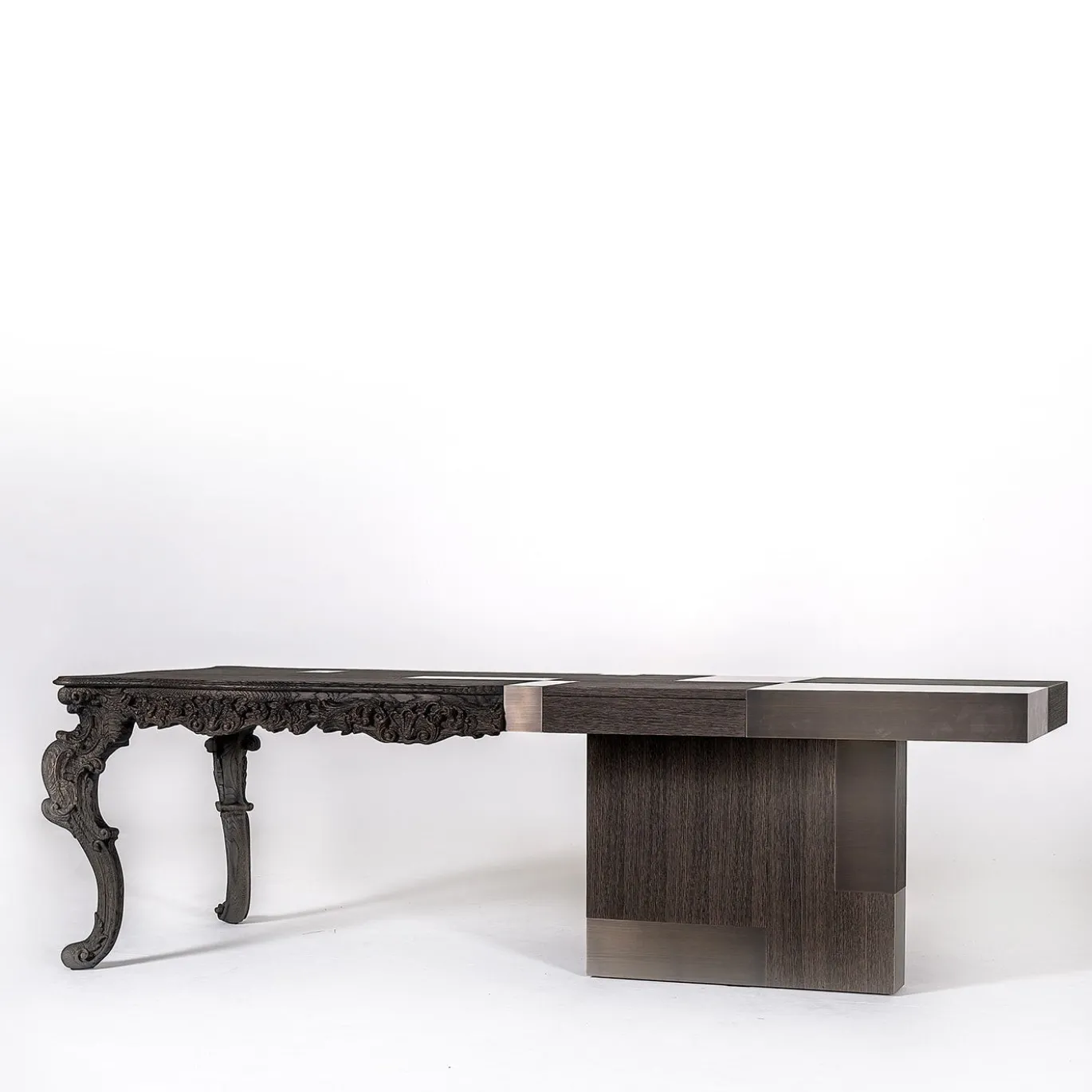 Scrivania Evo in legno massello marrone e legno impiallacciato marrone