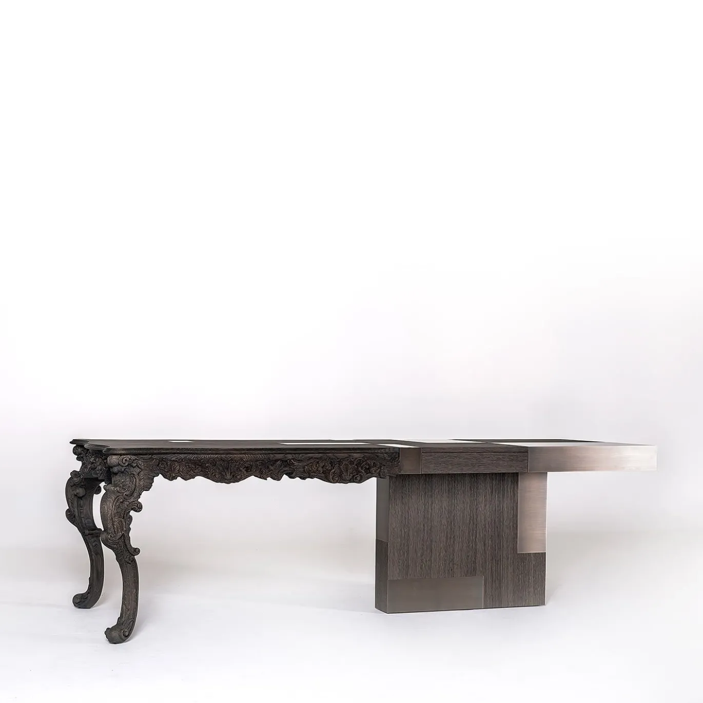 Scrivania Evo in legno massello marrone e legno impiallacciato marrone