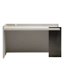 Scrivania geometrica in grigio chiaro e bronzo