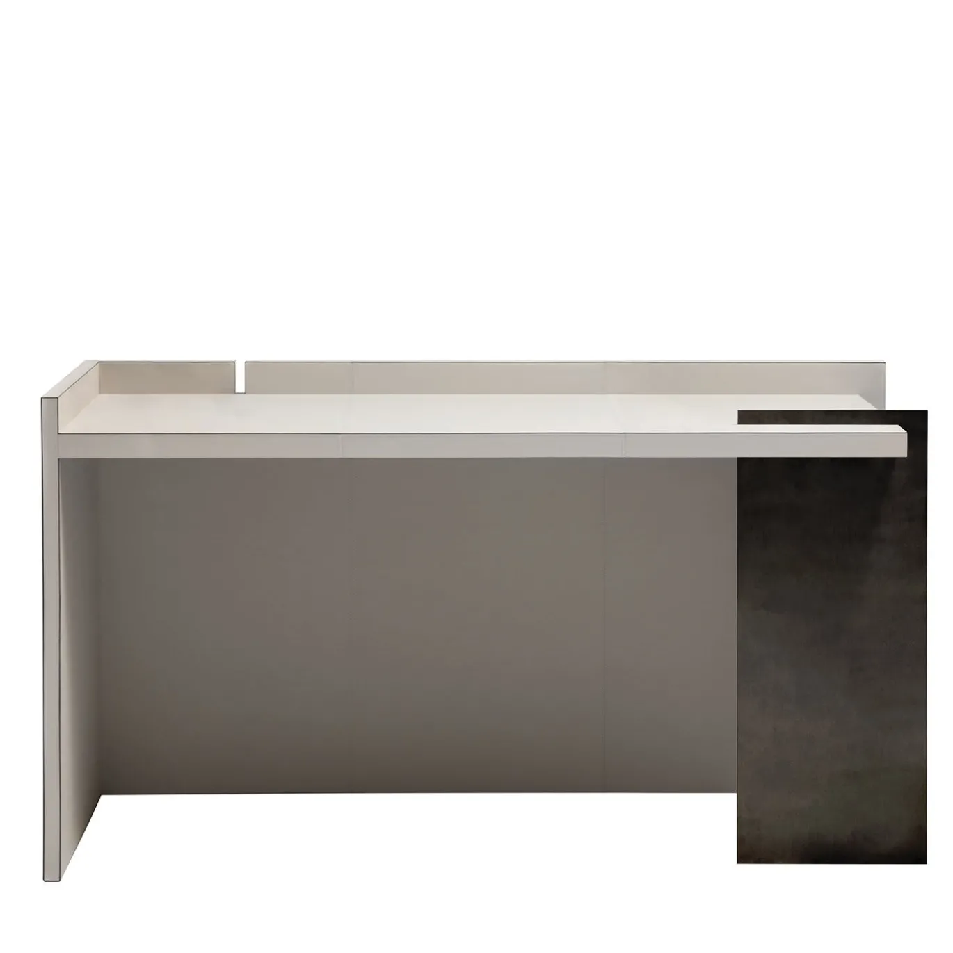 Scrivania geometrica in grigio chiaro e bronzo