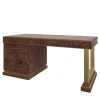 Scrivania in legno di palissandro con piano in pelle della Collezione Studio Privè