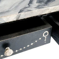 Scrivania Provenza con struttura in legno nero e piano effetto marmo