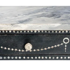 Scrivania Provenza con struttura in legno nero e piano effetto marmo