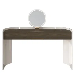 Scrivania sa trucco Flare bianca con un cassetto e specchio LED