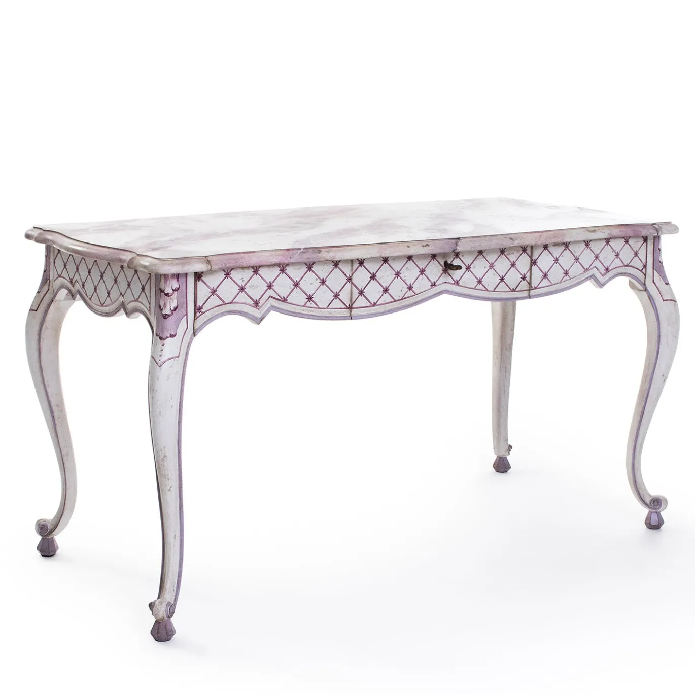 Scrivania Stra con struttura in legno bianco e dettagli lavanda