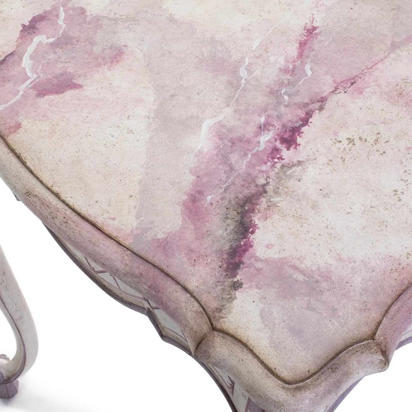 Scrivania Stra con struttura in legno bianco e dettagli lavanda