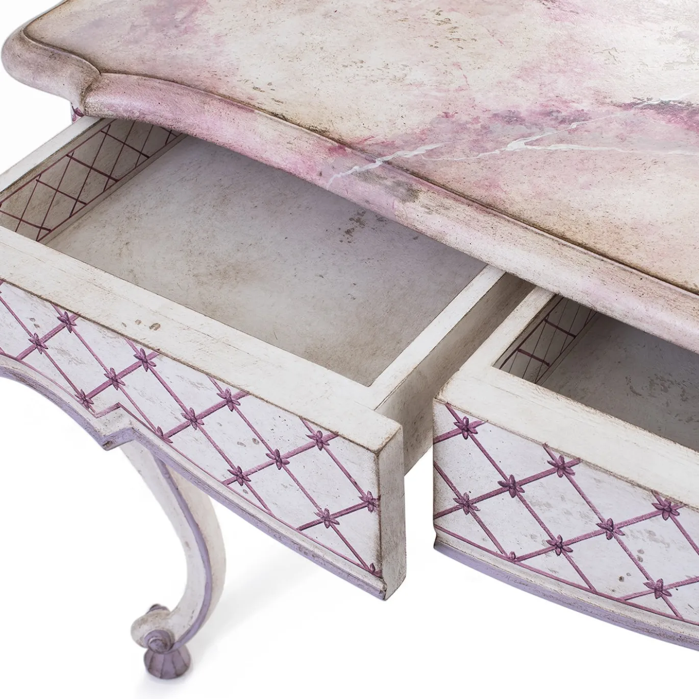 Scrivania Stra con struttura in legno bianco e dettagli lavanda
